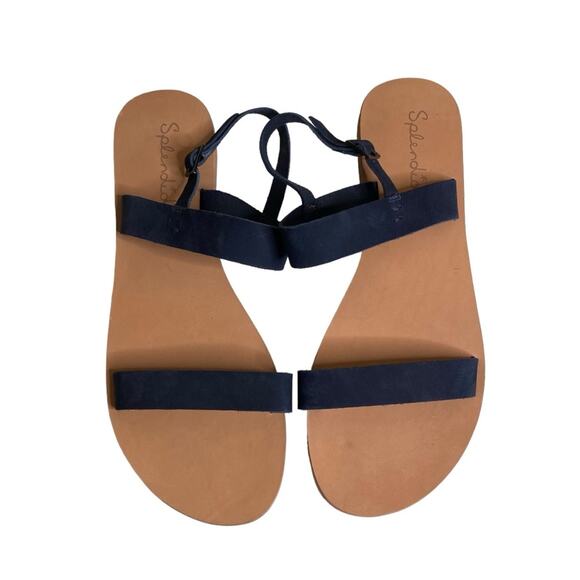 Splendid Navy Blue Leather Flat Sandals Women’s Size 11B - Picture 2 of 6